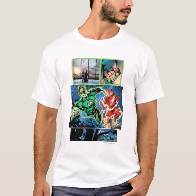 Camiseta Linterna verde y el panel relámpago (Anverso)