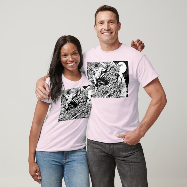 Camiseta Linterna verde y luna - negro y blanco (Unisexo)