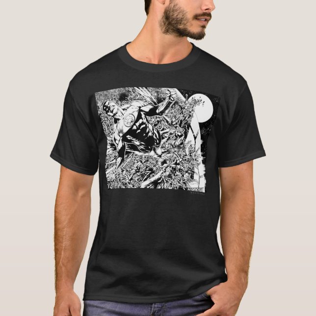 Camiseta Linterna verde y luna - negro y blanco (Anverso)