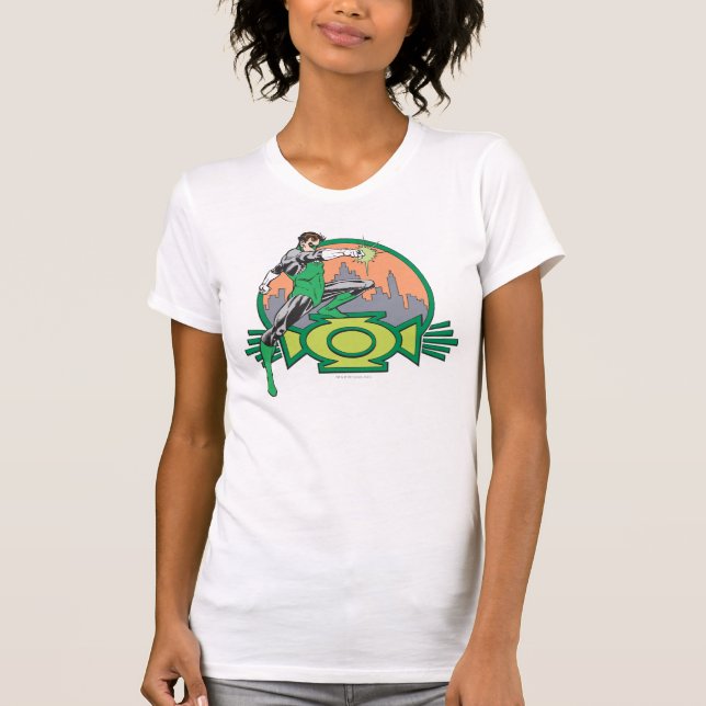 Camiseta Linterna verde y paisaje urbano (Anverso)