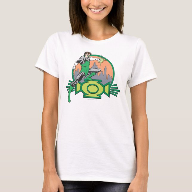 Camiseta Linterna verde y paisaje urbano (Anverso)