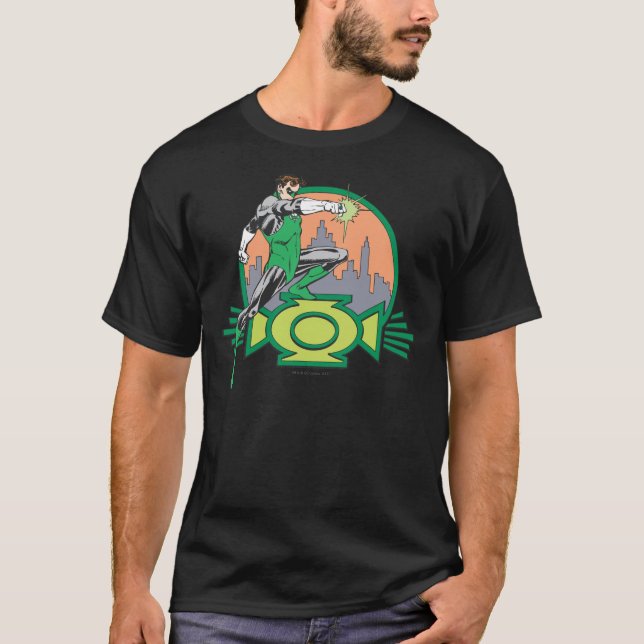 Camiseta Linterna verde y paisaje urbano (Anverso)