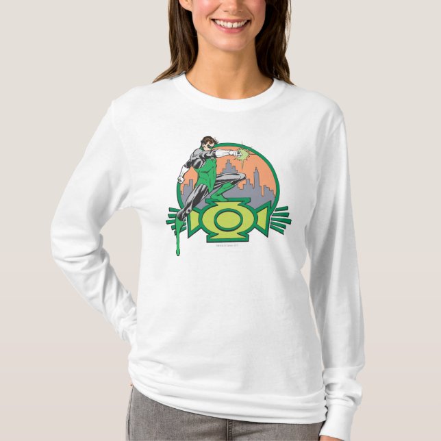 Camiseta Linterna verde y paisaje urbano (Anverso)