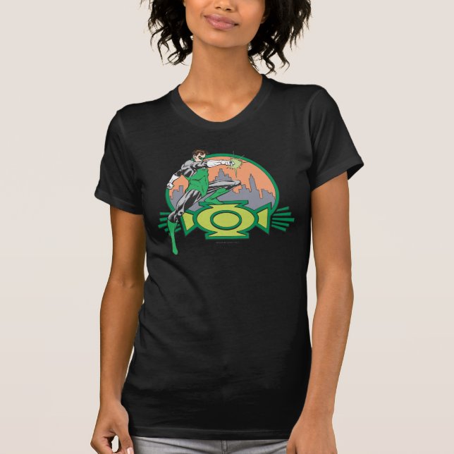 Camiseta Linterna verde y paisaje urbano (Anverso)