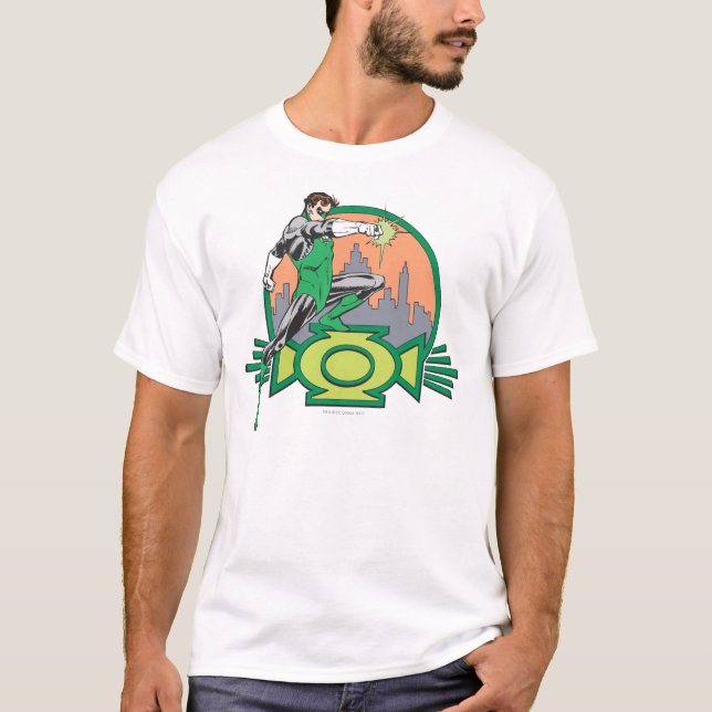Camiseta Linterna verde y paisaje urbano (Anverso)