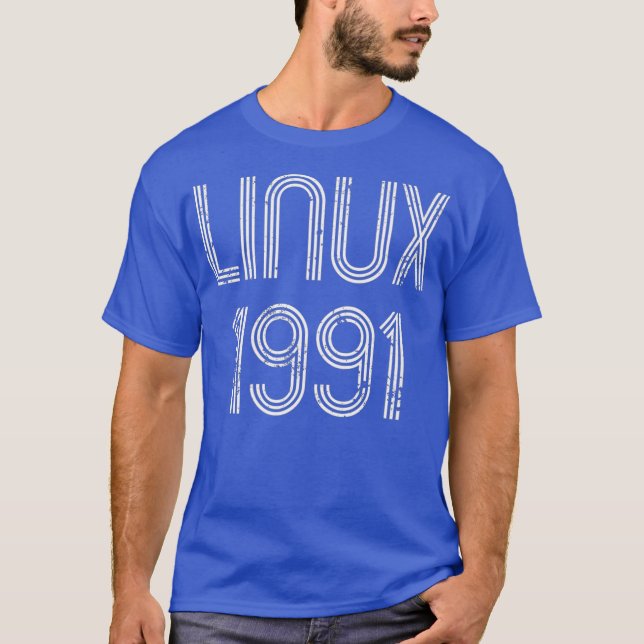 Camiseta Linu 1991 para Geeks de software libre molestos (Anverso)
