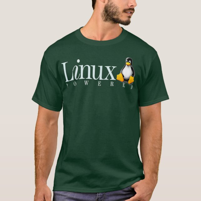Camiseta Linu Os Powered by Linu Penguin Tee (Anverso)