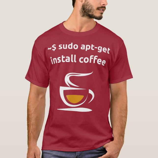 Camiseta Linu Sudo AptGet Instalar Café Geek Nerd Regalos (Anverso)