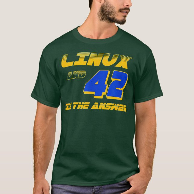 Camiseta Linu y 42 es la Computadora Linu Funny Answer (Anverso)