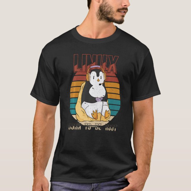 Camiseta Linux Gamer Root Party Cool Penguin Nerd Programme (Anverso)