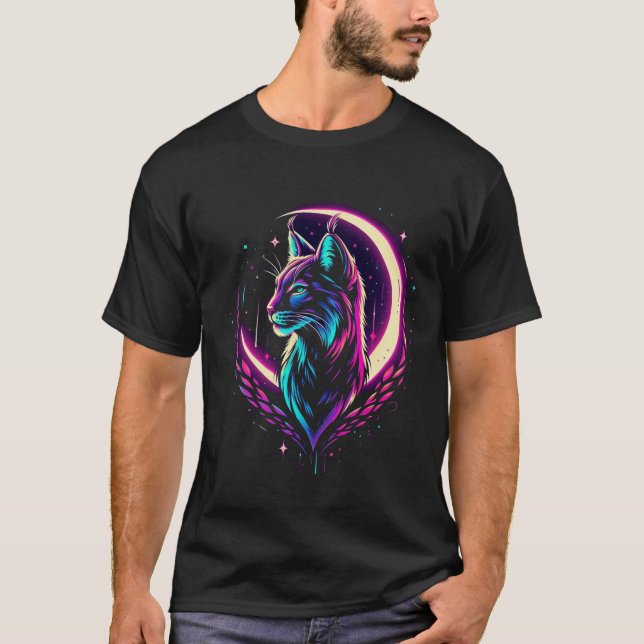 Camiseta Linx lunar, Lynx Silhouette, luna creciente (Anverso)