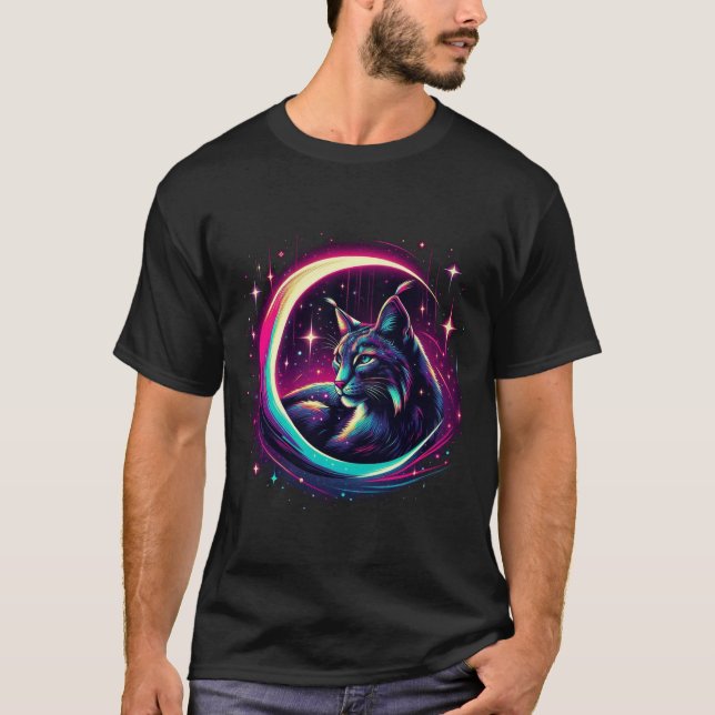 Camiseta Linx lunar, Lynx Silhouette, luna creciente (Anverso)