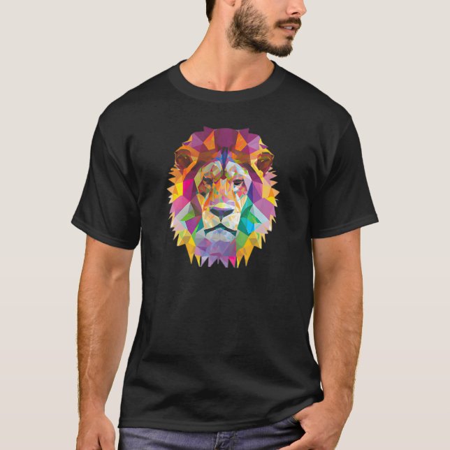 Camiseta Lion Abstract Polygon Cool Geometric Wild Animal 1 (Anverso)