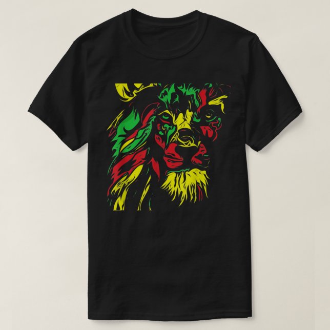Camiseta lion africa ethiopia rasta tafere music african fl (Diseño del anverso)