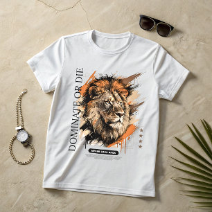 Camiseta Lion Alpha Mindset – Gráfico Dominar o Mo