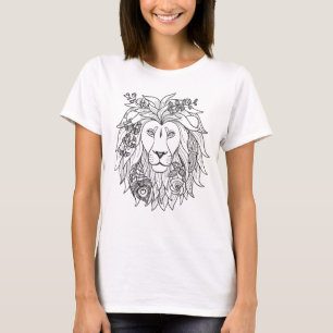 Camiseta Lion And Flowers Doodle