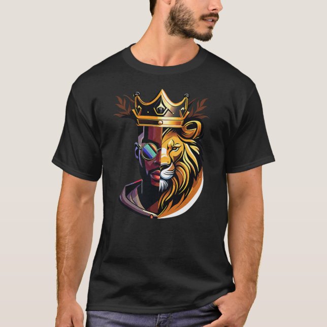 Camiseta Lion Black Man King Black History Melanin African  (Anverso)