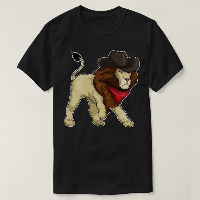 Camiseta Lion Cowboy Cowboy gorra (Diseño del anverso)