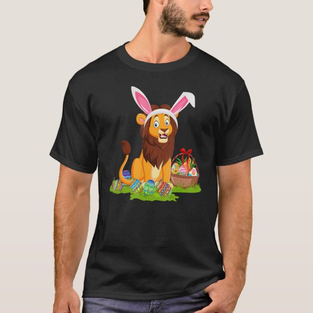 Camiseta Lion Easter Egg Hunting Bunny Lion Easter Sunday (Anverso)