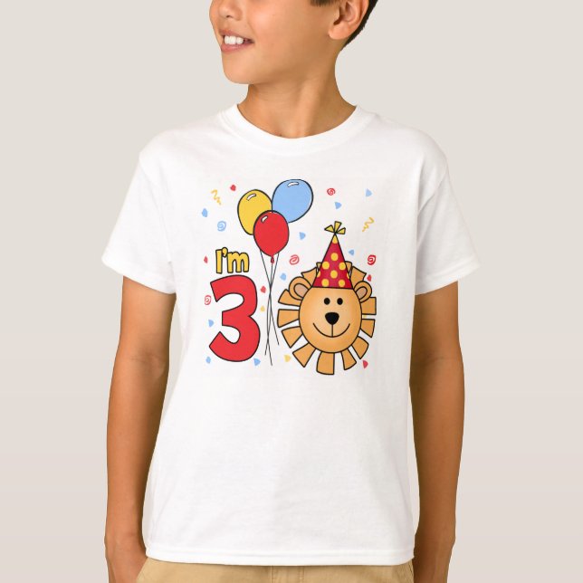Camiseta Lion Face 3 de cumpleaños (Anverso)