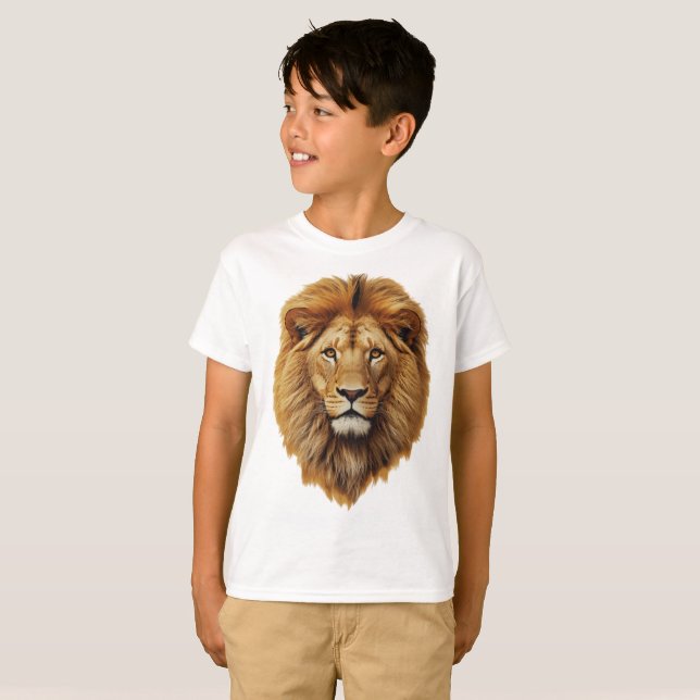 Camiseta Lion Face Kids T-Shirt | Cute Jungle Animal Tee (Anverso completo)
