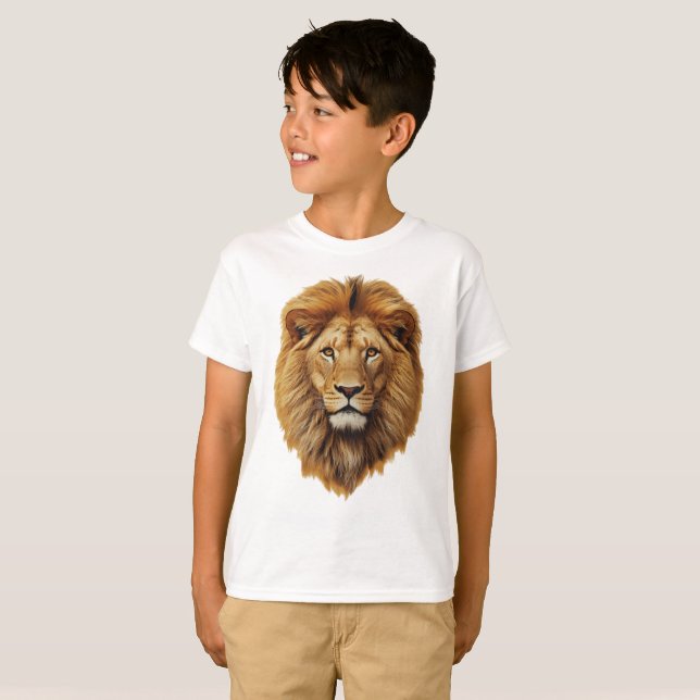Camiseta Lion Face Kids T-Shirt | Cute Jungle Animal Tee (Anverso completo)