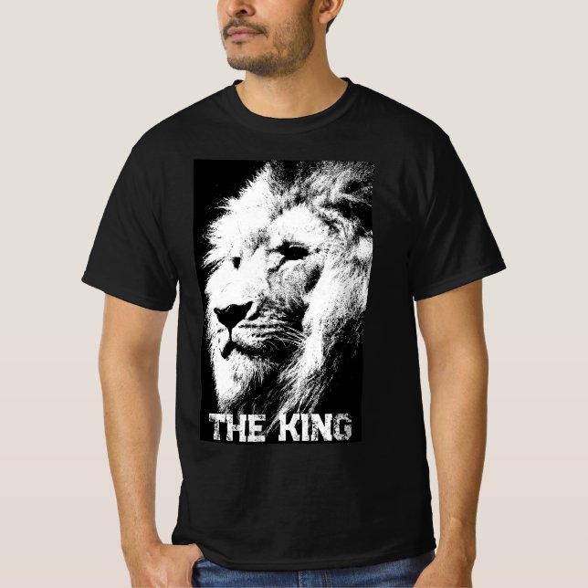 Camiseta Lion Face Trendy Elegant Moderno Negro Y Blanco (Anverso)