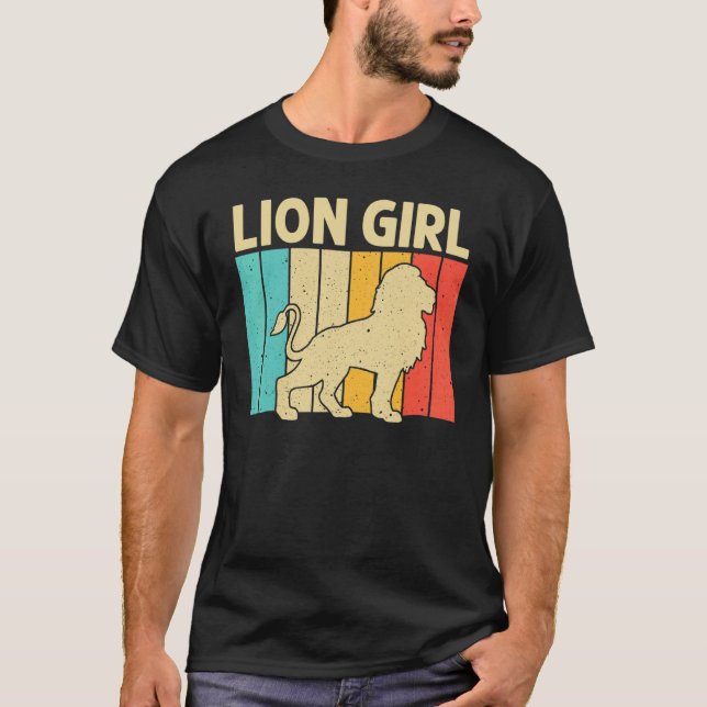 Camiseta Lion For Girls Kid African Safari Zoo Animal Retro (Anverso)