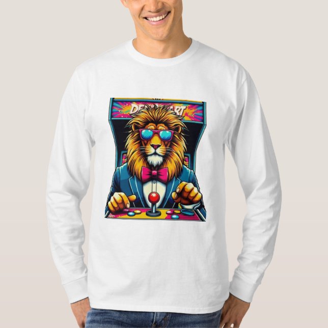 Camiseta Lion Gamer : Le Roi de l'Arcade (Anverso)