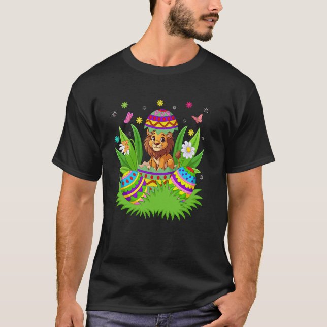 Camiseta Lion Happy Easter Bunny Egg Hunt Lion Easter (Anverso)