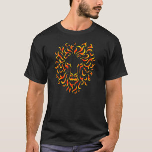 Camiseta Lion Head with ethnic fire colors. M1.