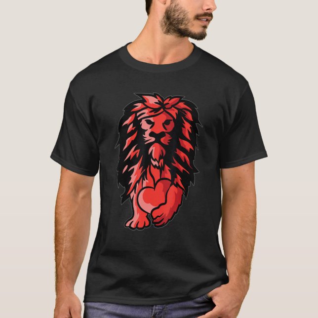 Camiseta Lion Heart Valentines Day Cute Animal Love Wildlif (Anverso)