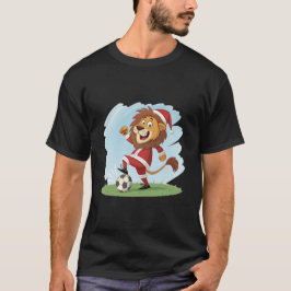 Camiseta Lion in Christmas costume and soccer ball