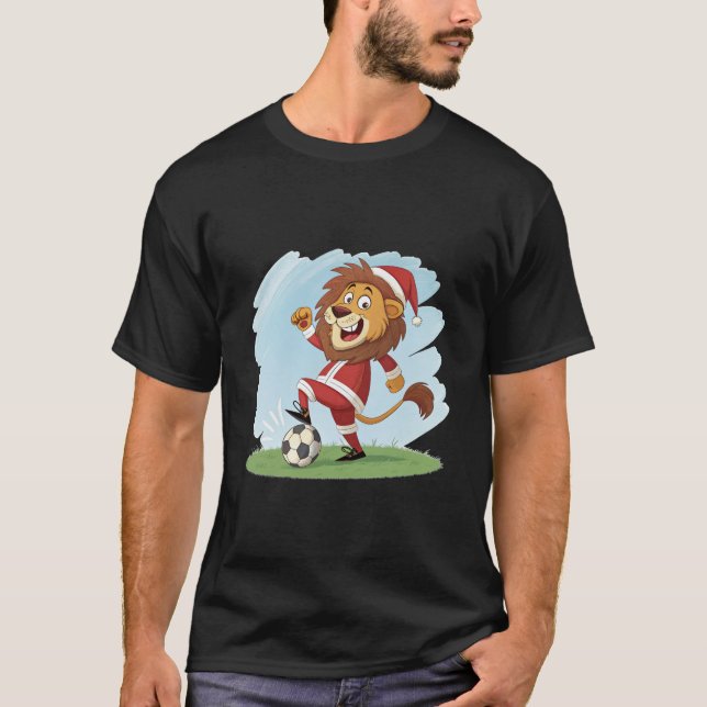 Camiseta Lion in Christmas costume and soccer ball (Anverso)