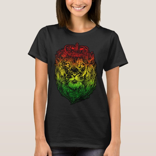 Camiseta Lion Judah Rastafarian Ethiopian Lion  Reggaeton P (Anverso)