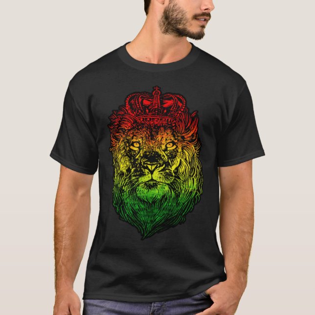 Camiseta Lion Judah Rastafarian Ethiopian Lion  Reggaeton P (Anverso)