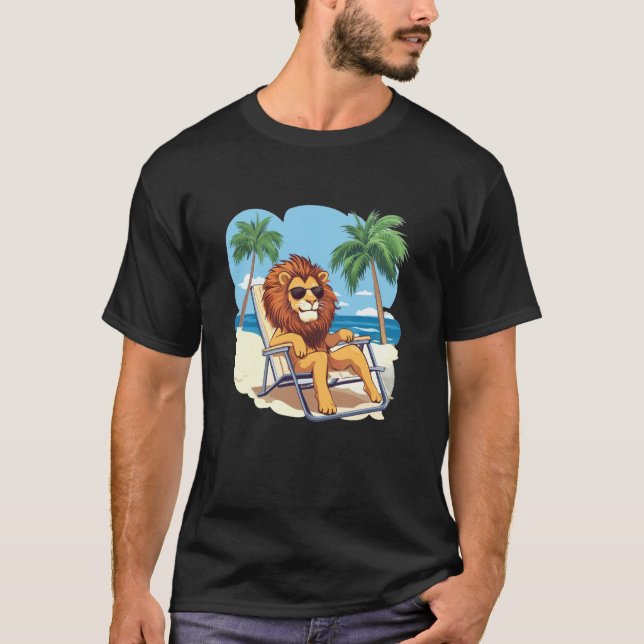 Camiseta Lion Living His Best Life on a Tropical Holiday (Anverso)
