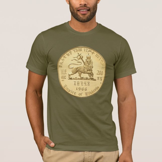 Camiseta Lion of Judah - Jah Army Gold - Rasta Reggae Shirt (Anverso)