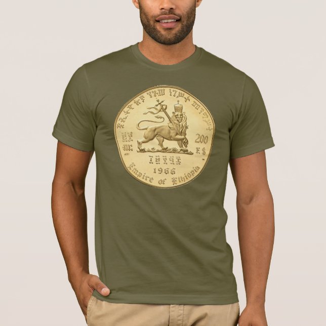 Camiseta Lion of Judah - Jah Army Gold - Rasta Reggae Shirt (Anverso)