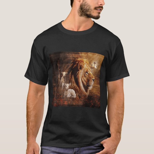 Camiseta Lion Of Judah Lamb God Cross Jesus Light God  (Anverso)