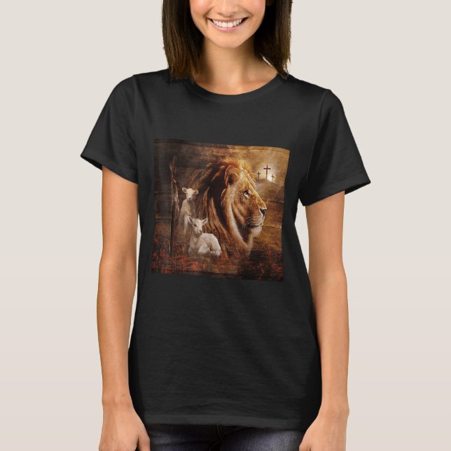 Camiseta Lion Of Judah Lamb God Cross Jesus Light God  (Anverso)