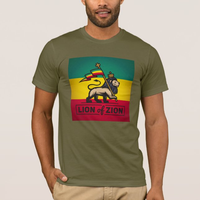 Camiseta Lion of Zion Shirt - Jah Army Haile Selassie - (Anverso)