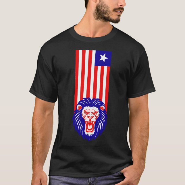 CAMISETA LION PATRIOTA DE LIBERTAD BLANCA Y AZUL (Anverso)