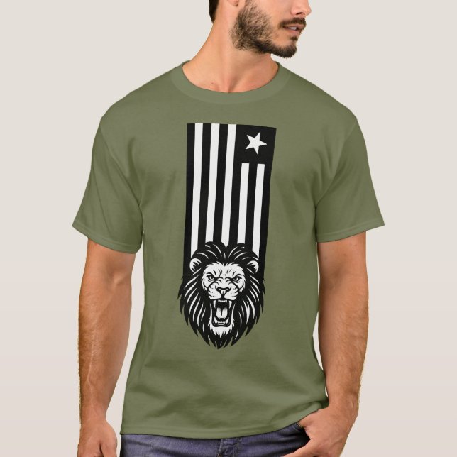 CAMISETA LION PATRIOTA DE LIBERTAD NEGRA Y BLANCA (Anverso)