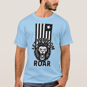CAMISETA LION PATRIOTA DE LIBERTAD NEGRA Y BLANCA