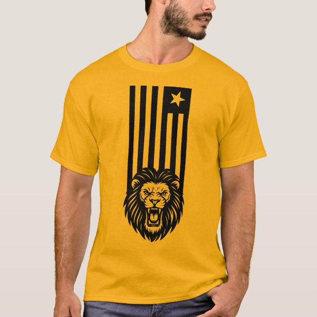 CAMISETA LION PATRIOTA DE LIBERTAD NEGRA Y BLANCA (Anverso)