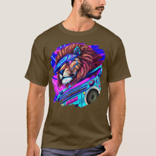 Camiseta Lion Stereo Techno Cool Lion Dj Music Retro 1650
