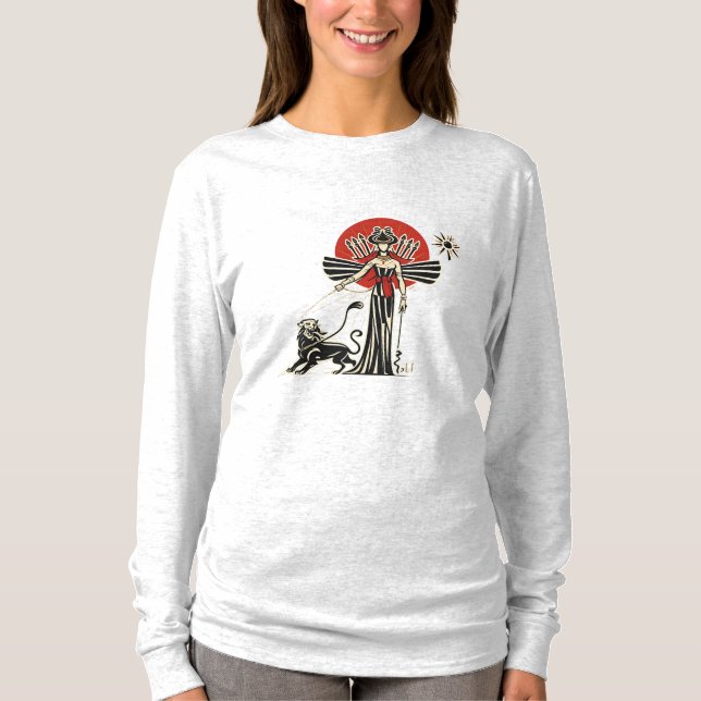 Camiseta Lion & Sun Empress – Ancient Persian Mythology Art (Anverso)