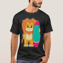Camiseta Lion Surfing Surfboard Summer