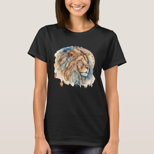 Camiseta Lion Tribal Watercolor Lion Dream Catcher (Anverso)